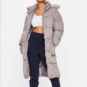 Grey Longline Puffer Coat
